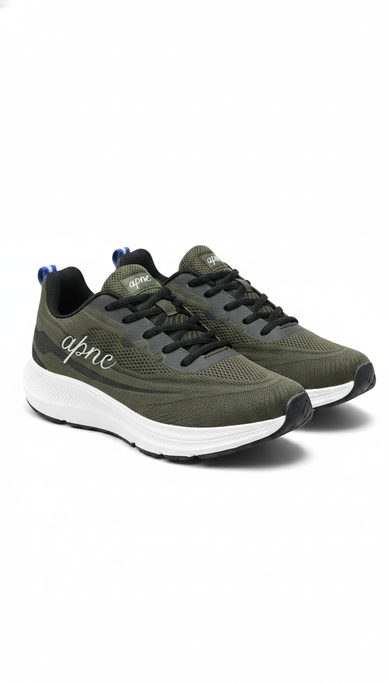 Apne Men's Olive Green Breathable Mesh Running Shoes