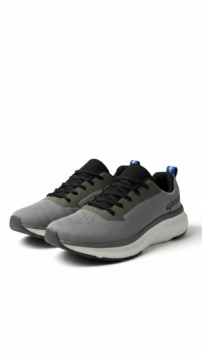 Apna Men's Grey & Olive Green Breathable Running Shoes