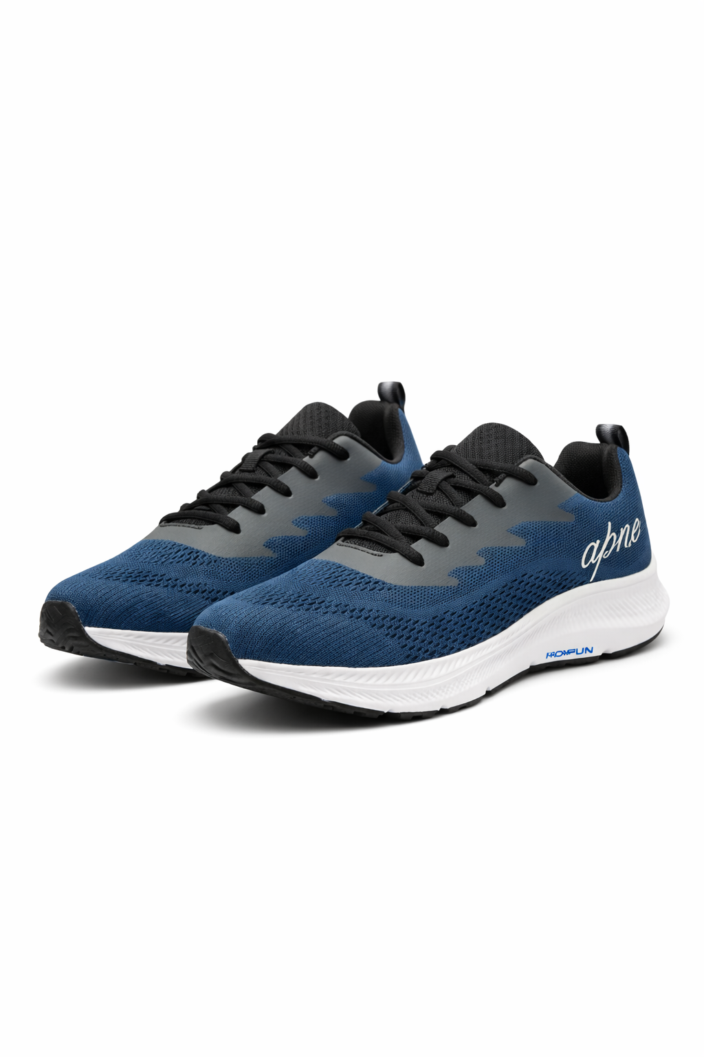 Apne Men's Blue & Grey Breathable Knit Mesh Running & Training Shoes