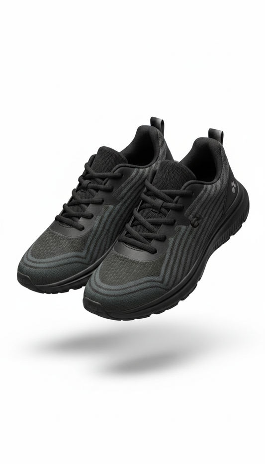AeroStride Black Mesh Lifestyle Sneakers for Men