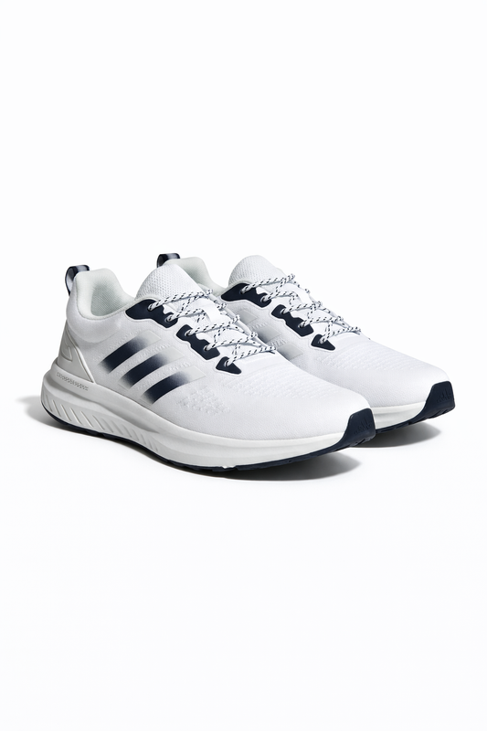 Adidas Cloudfoam Flow White & Navy Running Shoes