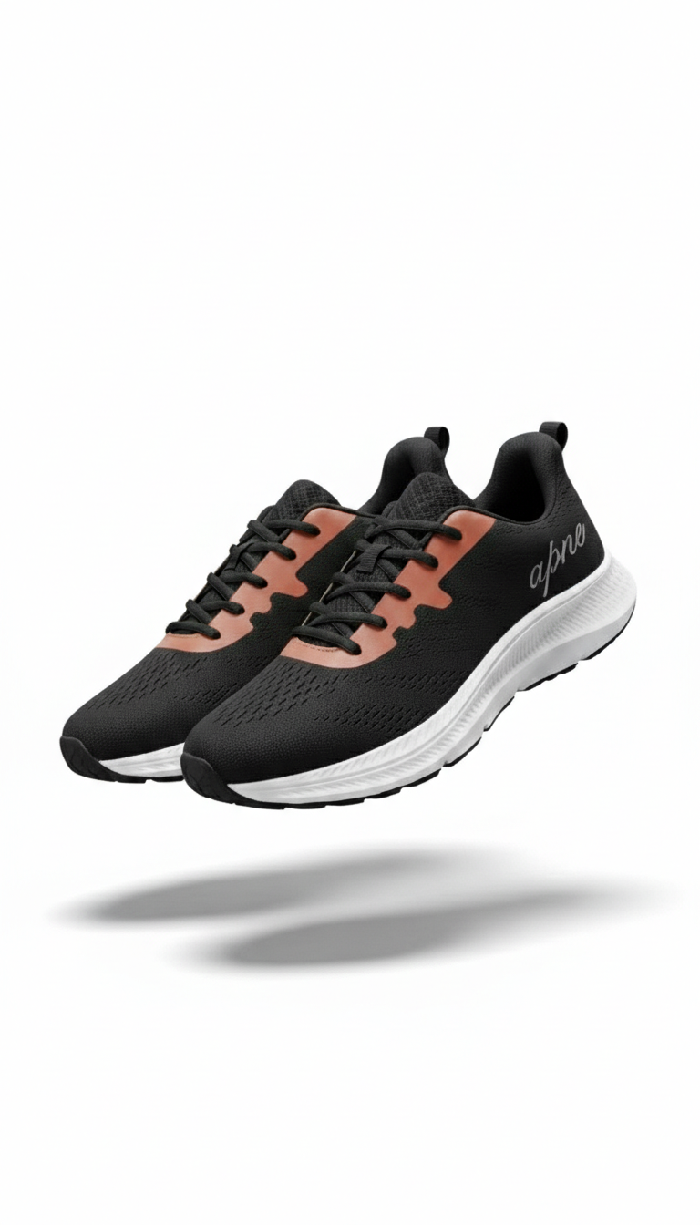 Apne Black & Rust Lightweight Running Shoes
