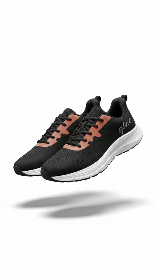 Apne Black & Rust Lightweight Running Shoes