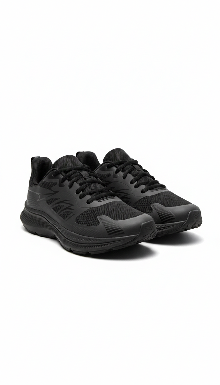 DynamicStride All-Black Breathable Mesh Running Shoes