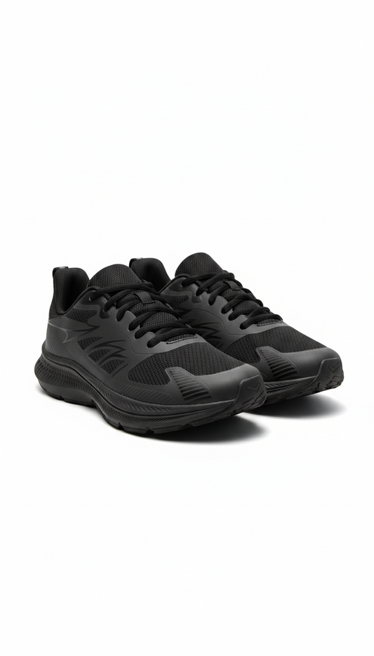DynamicStride All-Black Breathable Mesh Running Shoes