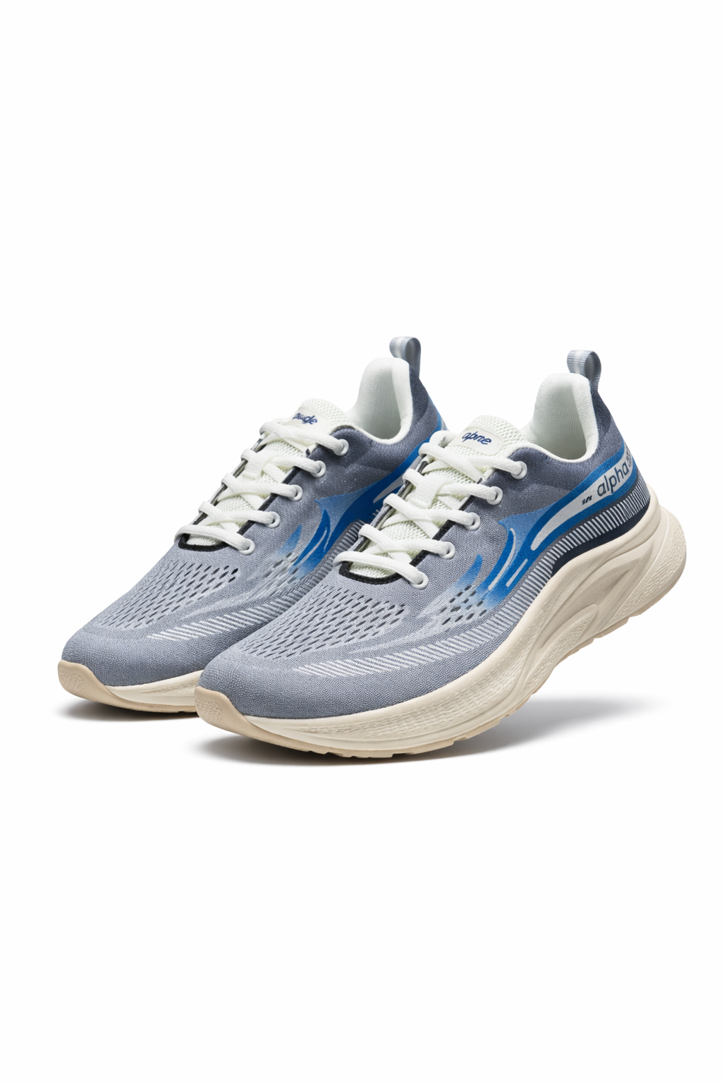 Apne Vigor Men's Grey & Blue Breathable Mesh Running Shoes