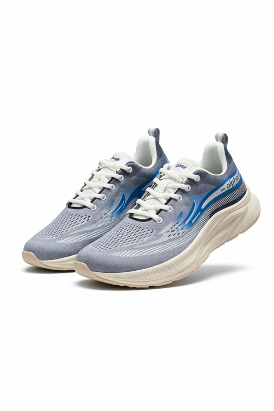 Apne Vigor Men's Grey & Blue Breathable Mesh Running Shoes