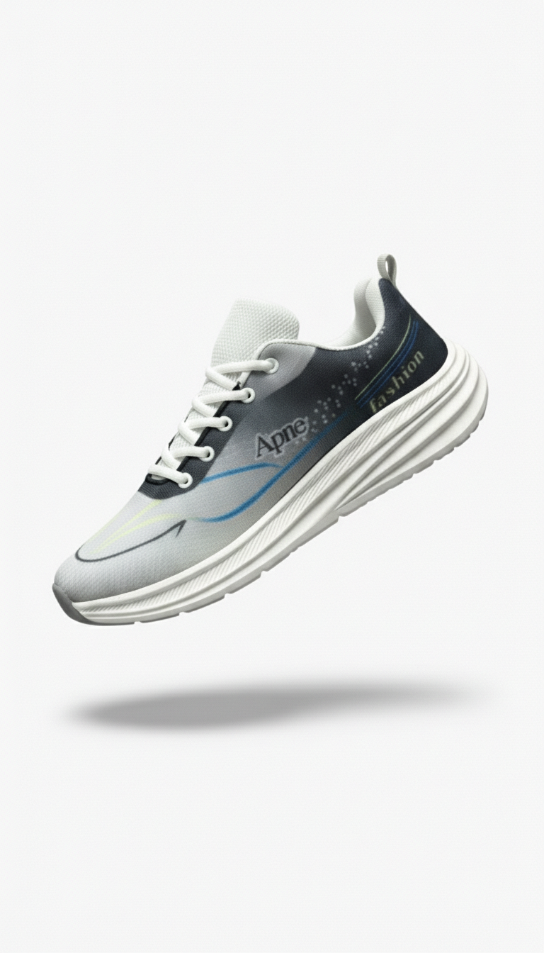 Apne Men's Stylish Grey & Navy Mesh Running & Casual Shoes